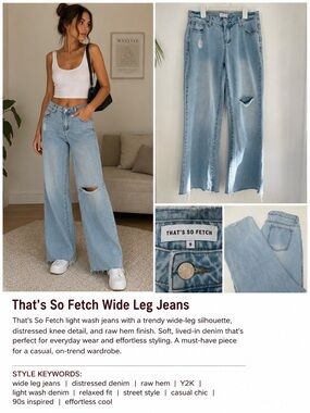 That’s So Fetch Jeans Distressed Wide Leg Jeans Size 6